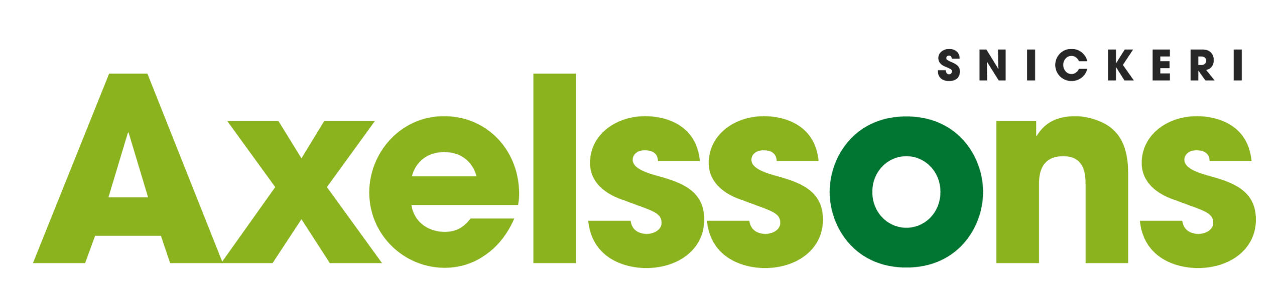 Axelssons logga i olika nyanser av grön.
